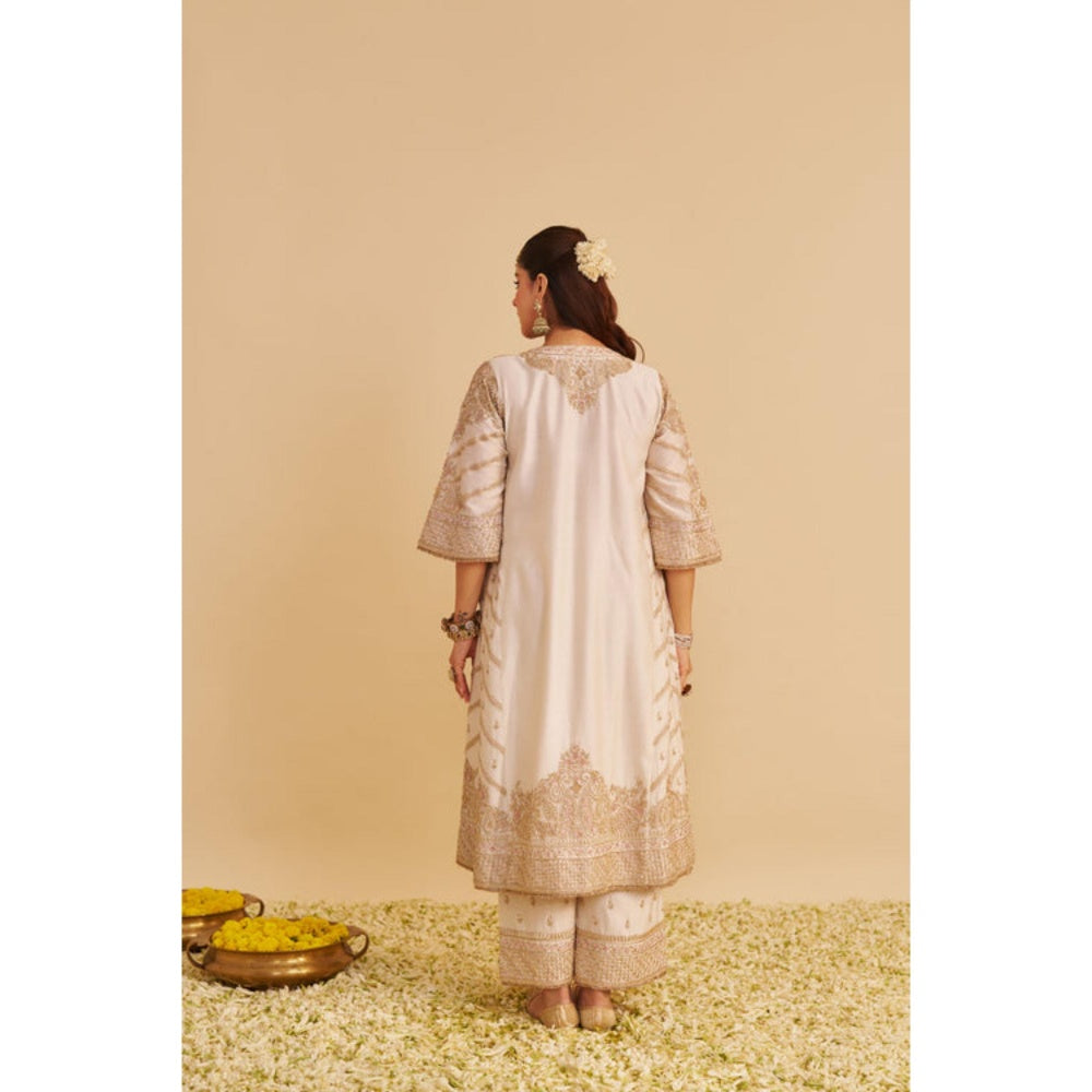 Sheetal Batra Aqsha Dabka Zardozi Embroidered Banarasi Kurta with Palazzo & Dupatta