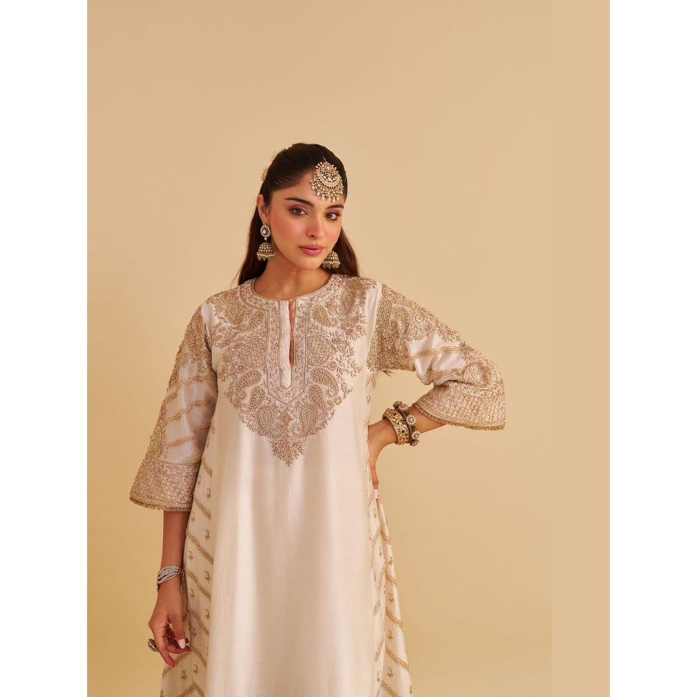 Sheetal Batra Aqsha Dabka Zardozi Embroidered Banarasi Kurta with Palazzo & Dupatta