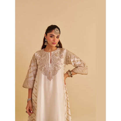 Sheetal Batra Aqsha Dabka Zardozi Embroidered Banarasi Kurta with Palazzo & Dupatta