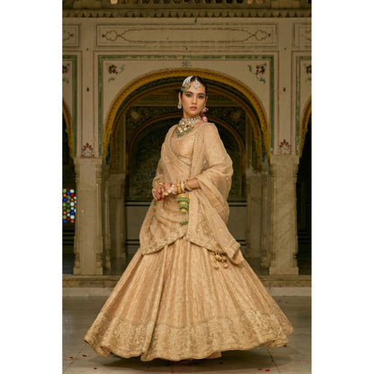 Sheetal Batra Aaliya Dabka Zardozi Embroidered Raw Silk Gold Lehenga with Blouse and Dupatta
