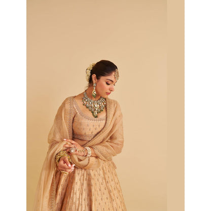 Sheetal Batra Aaliya Dabka Zardozi Embroidered Raw Silk Gold Lehenga with Blouse and Dupatta