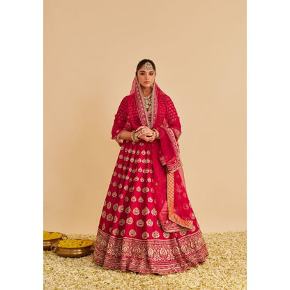 Sheetal Batra Maira Dabka Embroidered Raw Silk Bridal Lehenga with Blouse & Dupatta