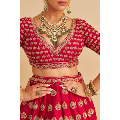 Sheetal Batra Maira Dabka Embroidered Raw Silk Bridal Lehenga with Blouse & Dupatta