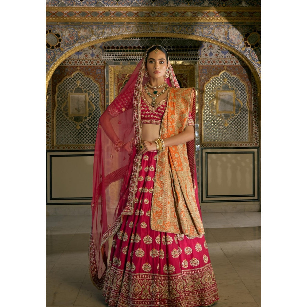 Sheetal Batra Maira Dabka Embroidered Raw Silk Bridal Lehenga with Blouse & Dupatta