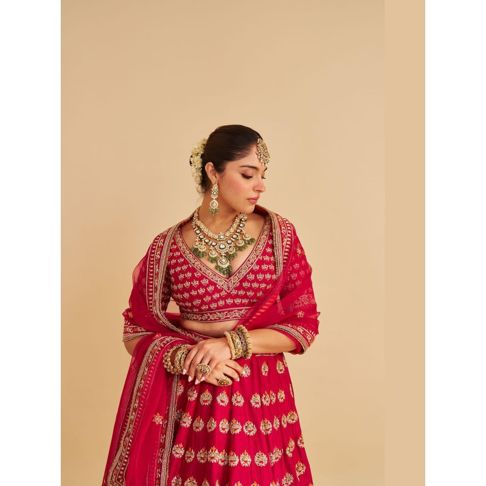 Sheetal Batra Maira Dabka Embroidered Raw Silk Bridal Lehenga with Blouse & Dupatta