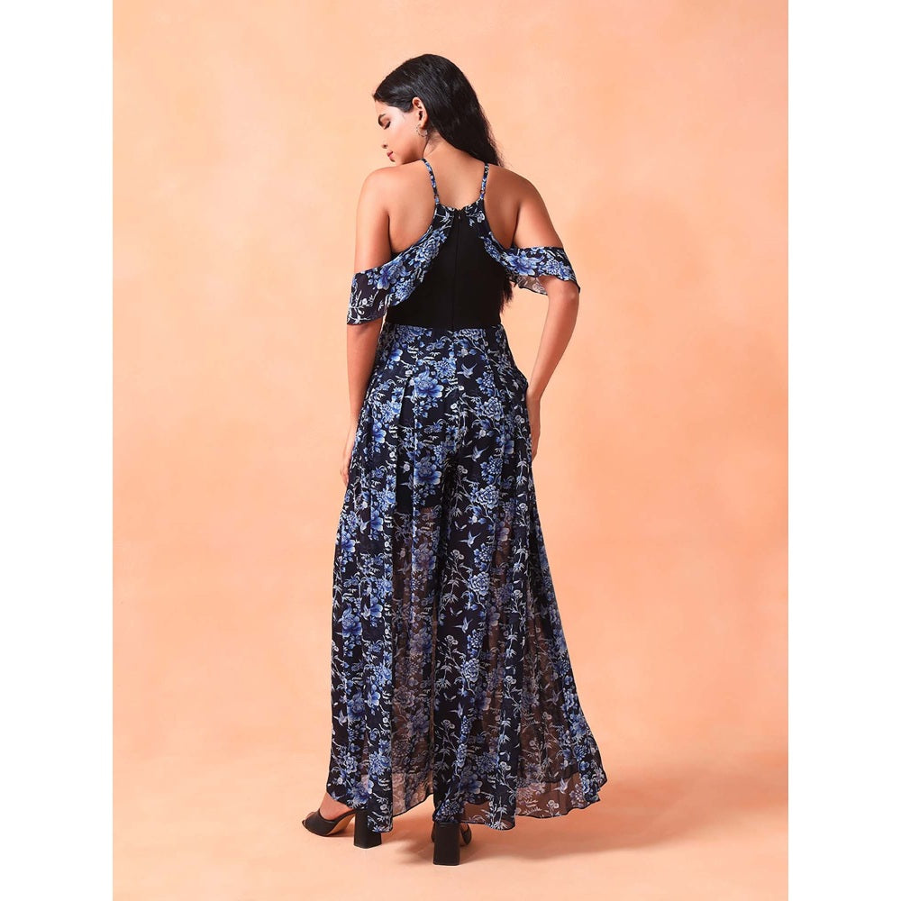 Shetab Kazmi Navy Blue Midnight Garden Jumpsuit