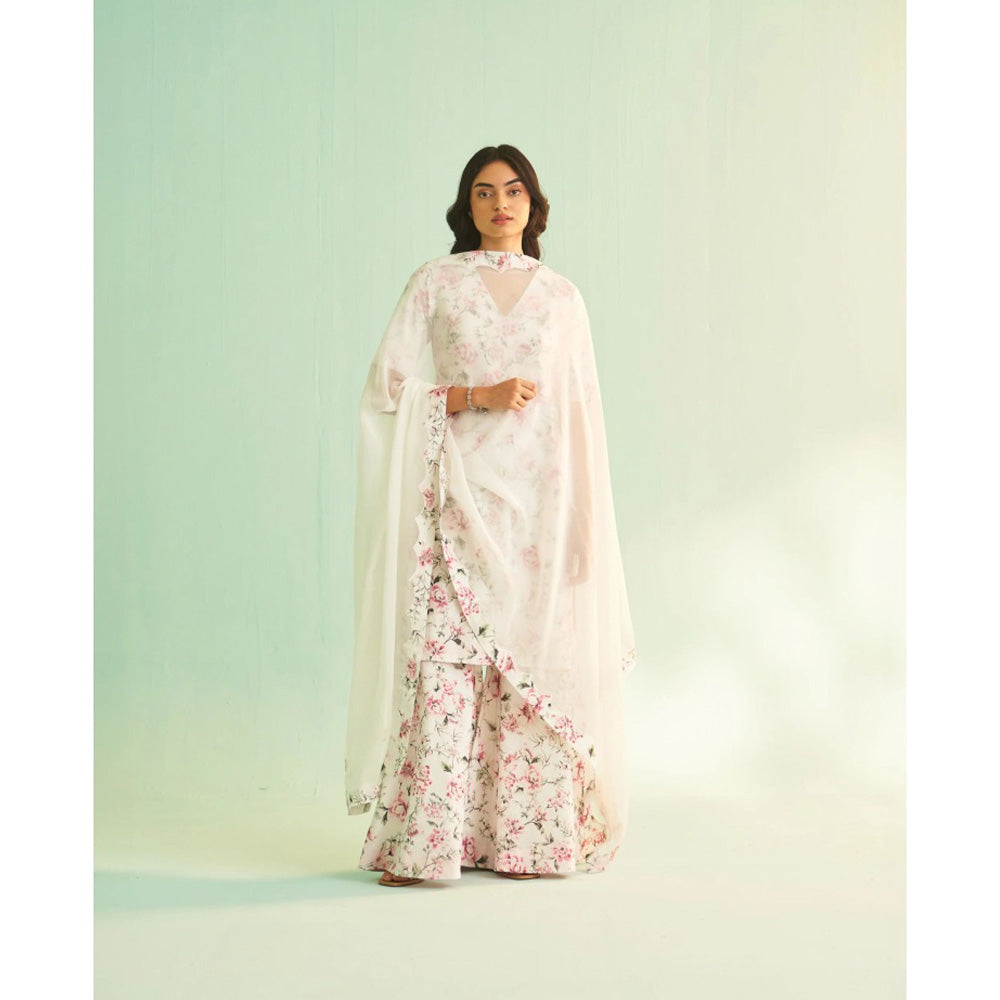 Shetab Kazmi Gulnaar Bliss White Sharara with Kurta and Dupatta (Set of 3)