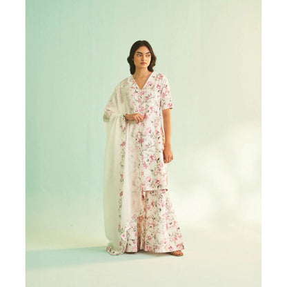 Shetab Kazmi Gulnaar Bliss White Sharara with Kurta and Dupatta (Set of 3)