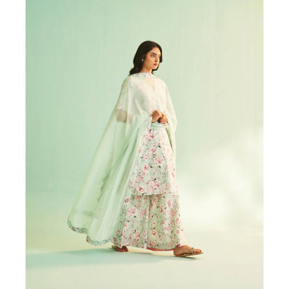 Shetab Kazmi Yashna Radiance Pista Green Sharara with Kurta and Dupatta (Set of 3)