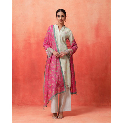 Shetab Kazmi Elara Sage Green Kurta with Pant and Dupatta