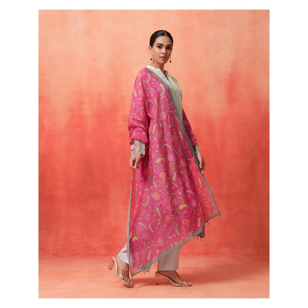 Shetab Kazmi Elara Sage Green Kurta with Pant and Dupatta