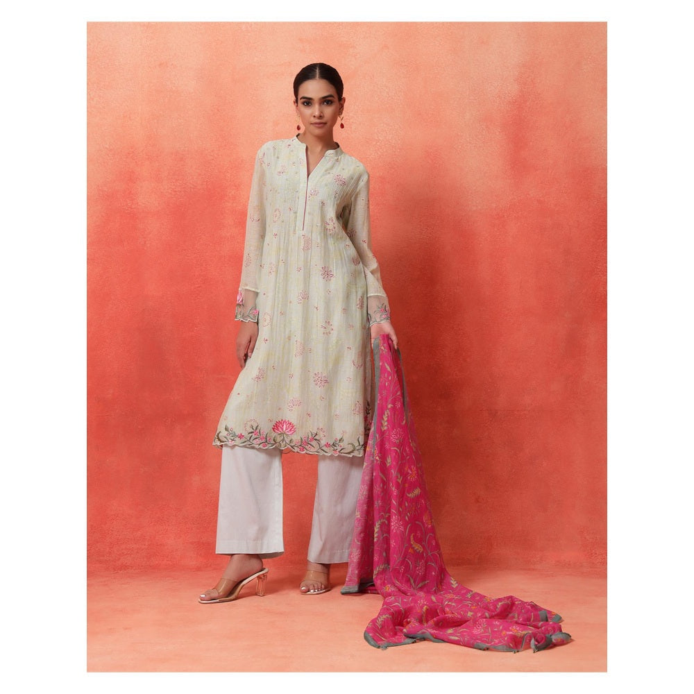 Shetab Kazmi Elara Sage Green Kurta with Pant and Dupatta