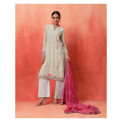 Shetab Kazmi Elara Sage Green Kurta with Pant and Dupatta