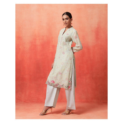 Shetab Kazmi Elara Sage Green Kurta with Pant and Dupatta