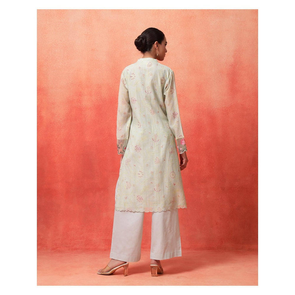 Shetab Kazmi Elara Sage Green Kurta with Pant and Dupatta