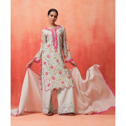 Shetab Kazmi Green Elara Straight Kurta with Palazzo and Dupatta