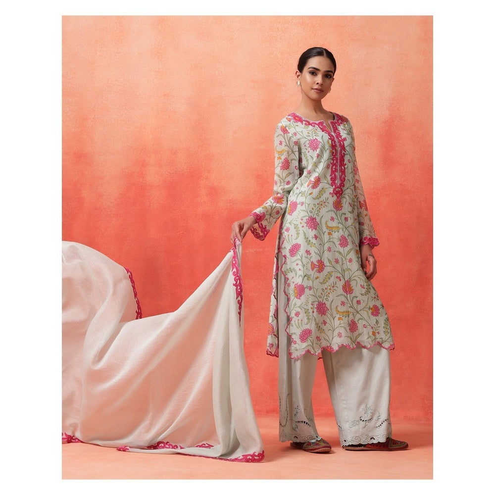Shetab Kazmi Green Elara Straight Kurta with Palazzo and Dupatta