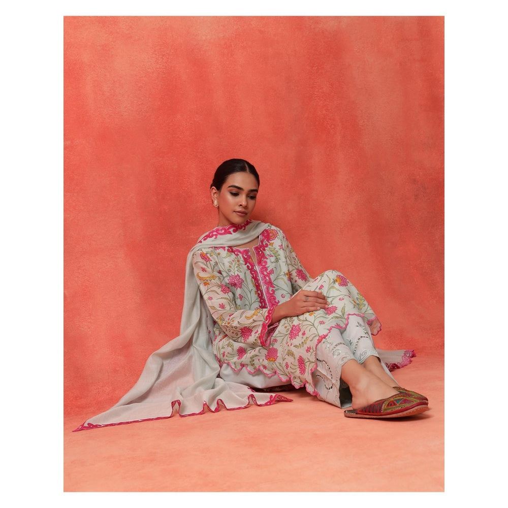 Shetab Kazmi Green Elara Straight Kurta with Palazzo and Dupatta