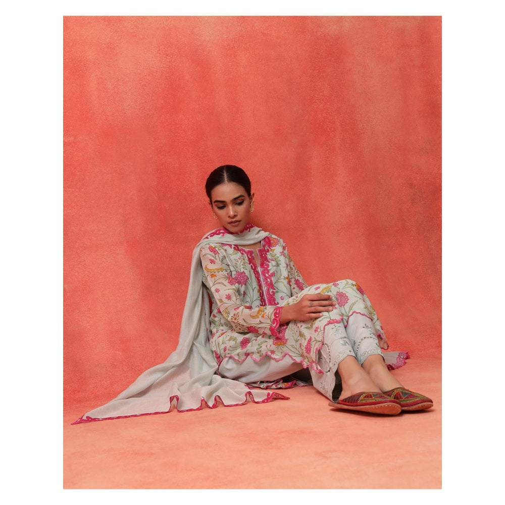 Shetab Kazmi Green Elara Straight Kurta with Palazzo and Dupatta