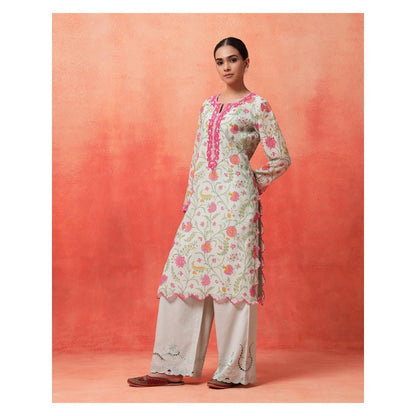 Shetab Kazmi Green Elara Straight Kurta with Palazzo and Dupatta