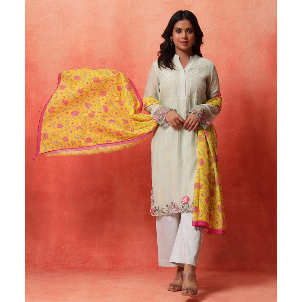 Shetab Kazmi Elara Sage Green Kurta with Pant and Dupatta