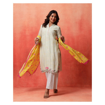 Shetab Kazmi Elara Sage Green Kurta with Pant and Dupatta