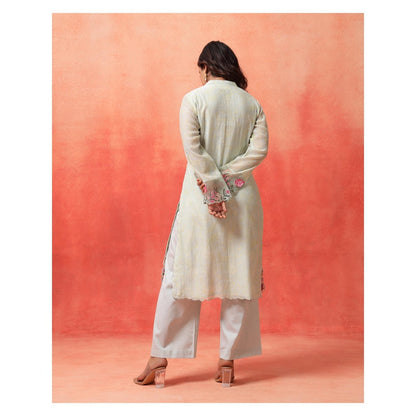 Shetab Kazmi Elara Sage Green Kurta with Pant and Dupatta