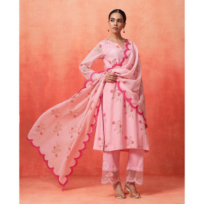 Shetab Kazmi Pink Elara Mughal Kurta with Pant and Dupatta