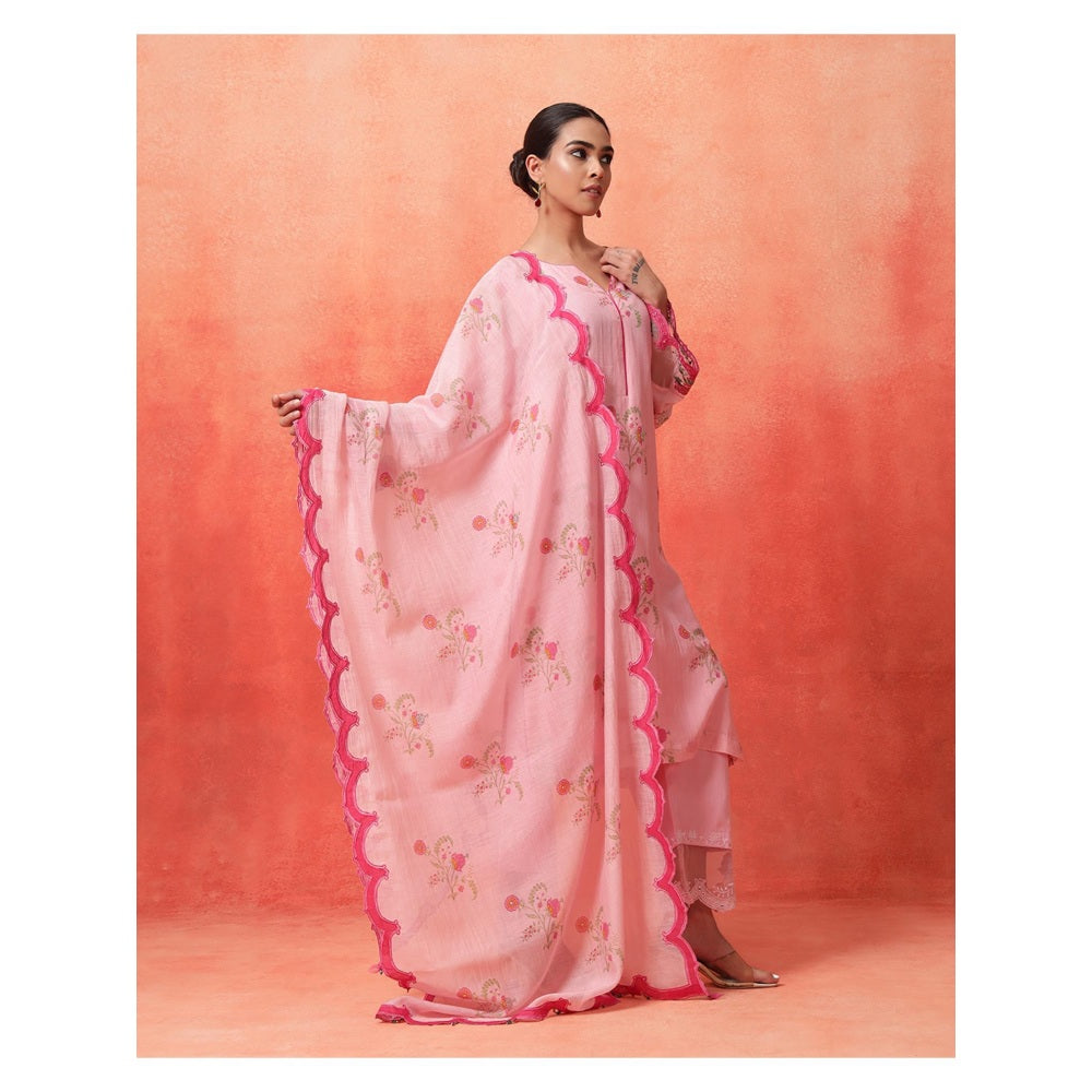 Shetab Kazmi Pink Elara Mughal Kurta with Pant and Dupatta