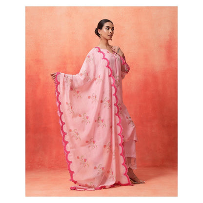 Shetab Kazmi Pink Elara Mughal Kurta with Pant and Dupatta