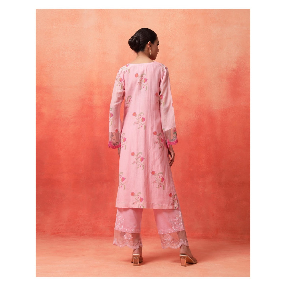 Shetab Kazmi Pink Elara Mughal Kurta with Pant and Dupatta