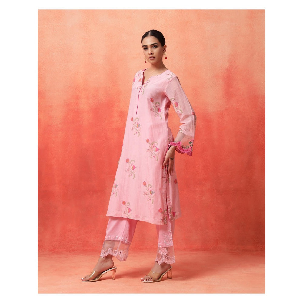 Shetab Kazmi Pink Elara Mughal Kurta with Pant and Dupatta