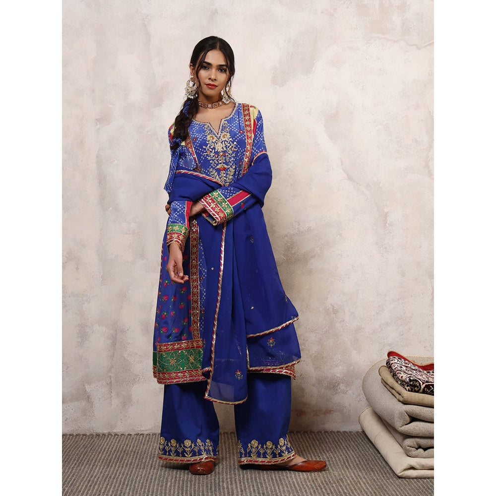Shetab Kazmi Aafreen Floral Embroidered Kurta with Palazzo & Dupatta