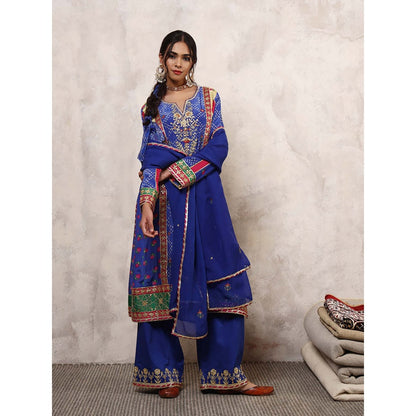 Shetab Kazmi Aafreen Floral Embroidered Kurta with Palazzo & Dupatta