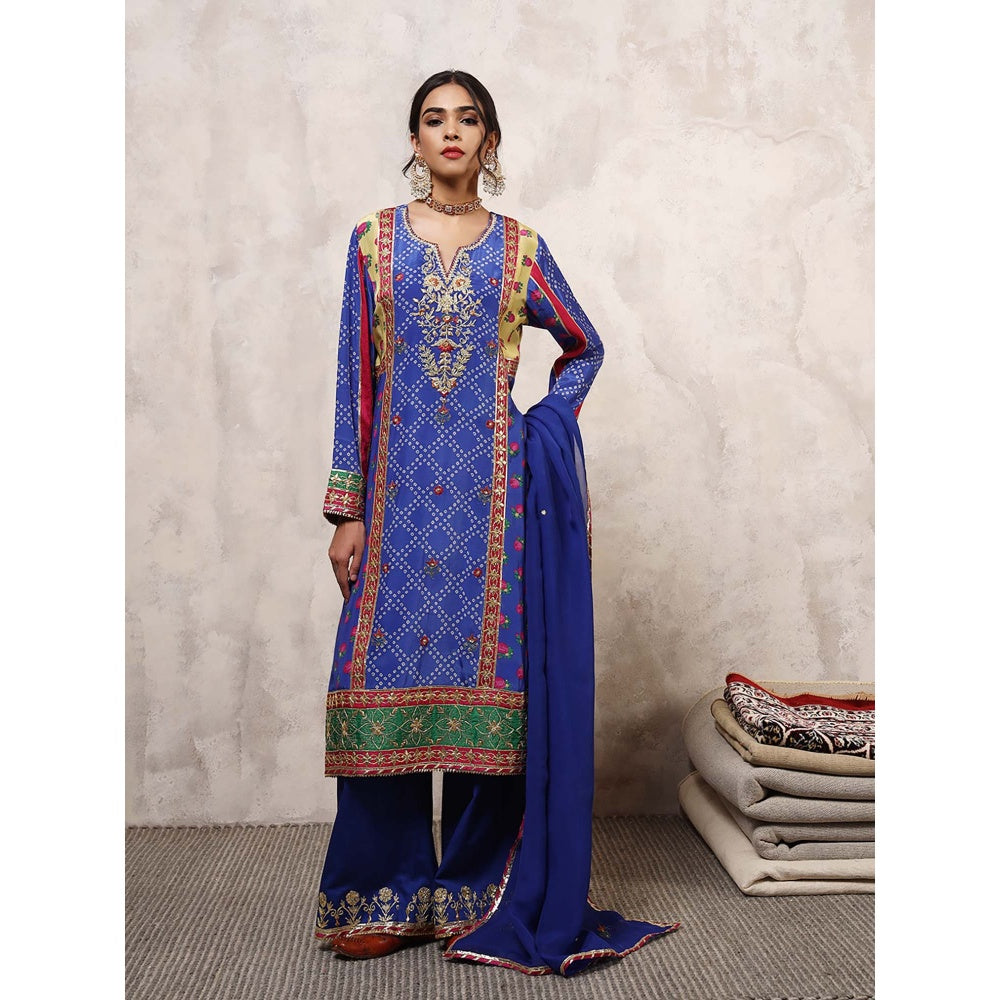 Shetab Kazmi Aafreen Floral Embroidered Kurta with Palazzo & Dupatta