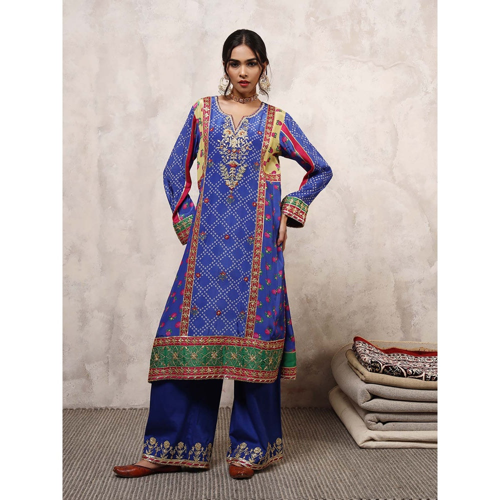 Shetab Kazmi Aafreen Floral Embroidered Kurta with Palazzo & Dupatta