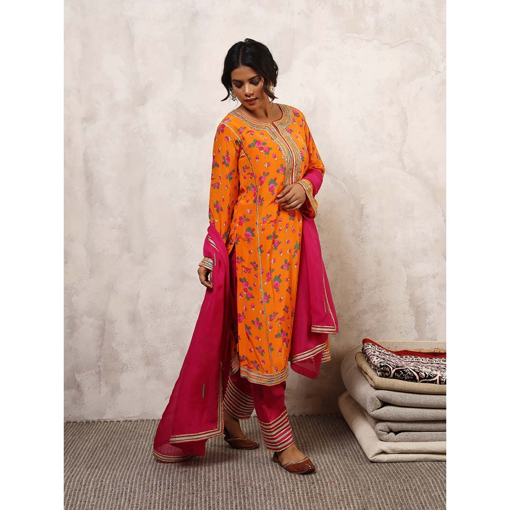 Shetab Kazmi Mehroz Floral Embroidered Kurta with Salwar & Dupatta