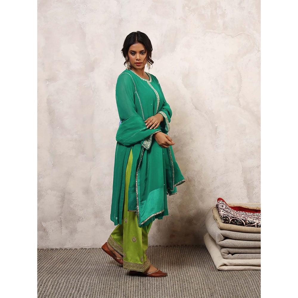 Shetab Kazmi Sabzrang Embroidered Kurta with Palazzo & Dupatta