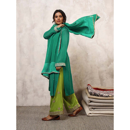 Shetab Kazmi Sabzrang Embroidered Kurta with Palazzo & Dupatta