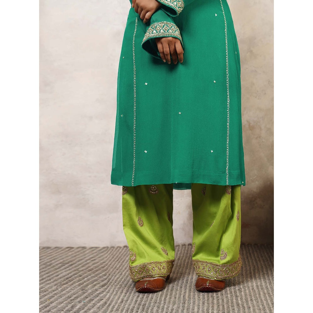 Shetab Kazmi Sabzrang Embroidered Kurta with Palazzo & Dupatta