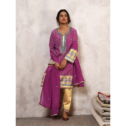 Shetab Kazmi Shafaq Floral Gota Work Kurta with Salwar & Dupatta