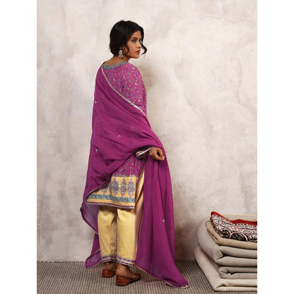 Shetab Kazmi Shafaq Floral Gota Work Kurta with Salwar & Dupatta