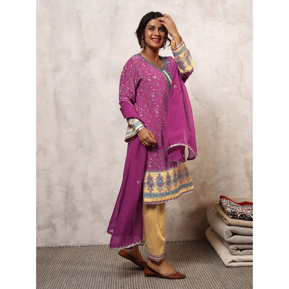 Shetab Kazmi Shafaq Floral Gota Work Kurta with Salwar & Dupatta
