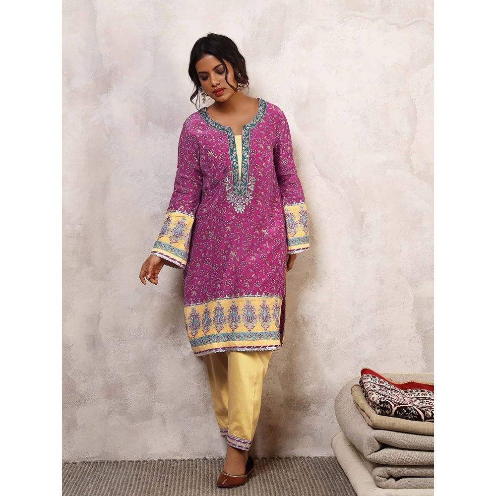 Shetab Kazmi Shafaq Floral Gota Work Kurta with Salwar & Dupatta