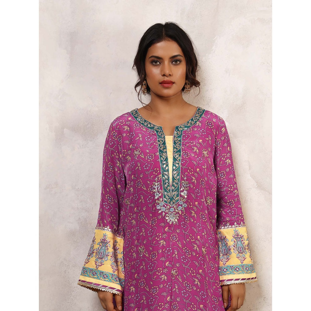 Shetab Kazmi Shafaq Floral Gota Work Kurta with Salwar & Dupatta