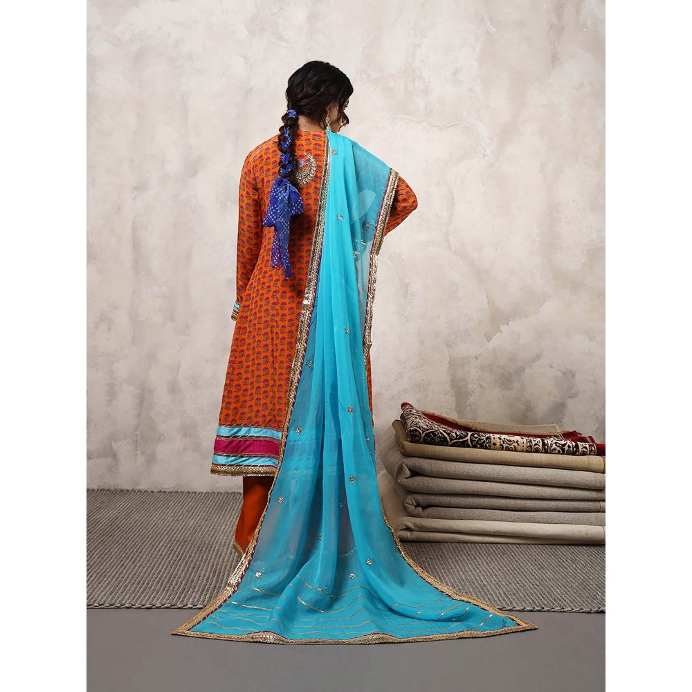 Shetab Kazmi Zarqa Floral Embroidered Anarkali with Palazzo & Dupatta
