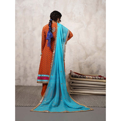 Shetab Kazmi Zarqa Floral Embroidered Anarkali with Palazzo & Dupatta
