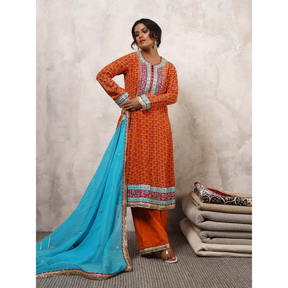 Shetab Kazmi Zarqa Floral Embroidered Anarkali with Palazzo & Dupatta