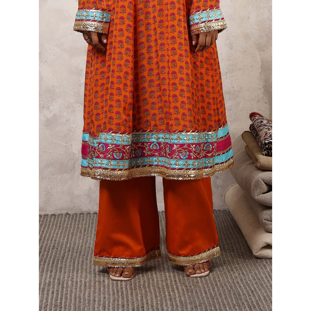 Shetab Kazmi Zarqa Floral Embroidered Anarkali with Palazzo & Dupatta