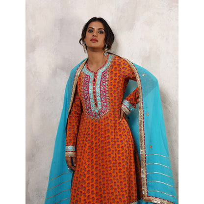 Shetab Kazmi Zarqa Floral Embroidered Anarkali with Palazzo & Dupatta